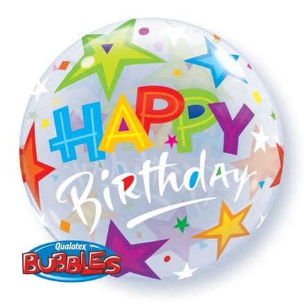 Happy Birthday Stars Bubble Balloon
