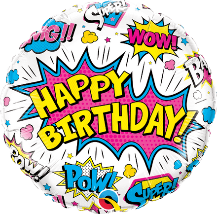 Happy Birthday! Super! White Foil Helium Balloon