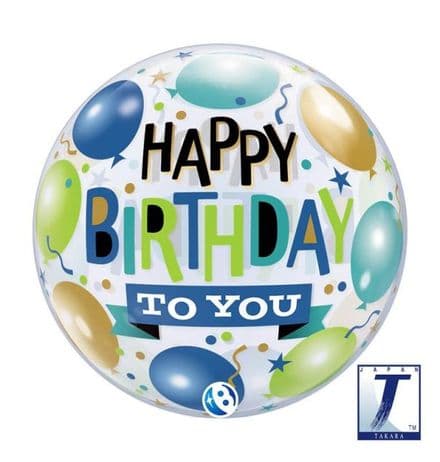 Happy Birthday To You Blue Bubble Balloon