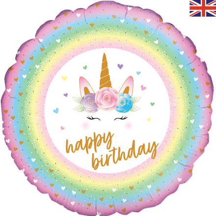 Happy Birthday Unicorn Eyelashes Foil Helium Balloon