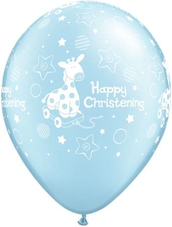 Happy Christening Blue Balloons 6 Pack
