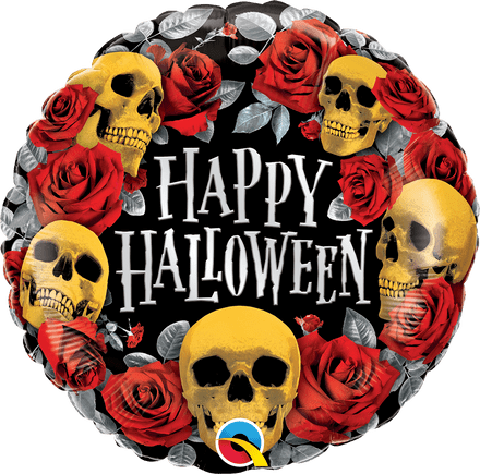 Happy Halloween Day Of The Dead Roses Foil Helium Balloon