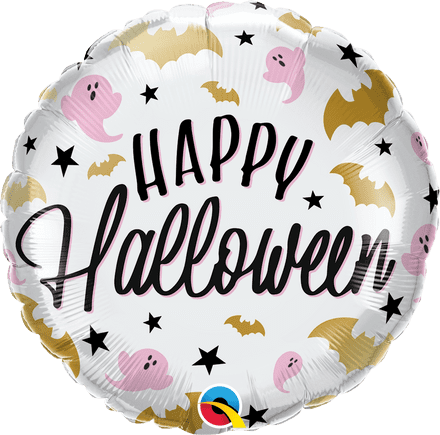 Happy Halloween Pink Ghosts Foil Helium Balloon