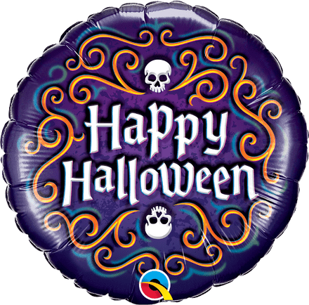 Happy Halloween Skeleton Filigree Foil Helium Balloon