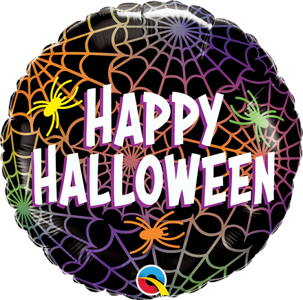 Happy Halloween Spider Web Foil Helium Balloon