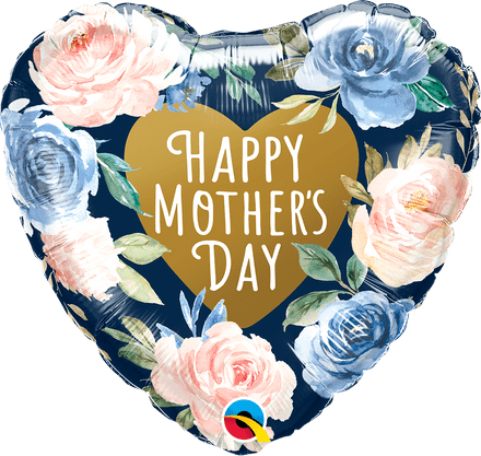 Happy Mother's Day Blue Heart Foil Balloon