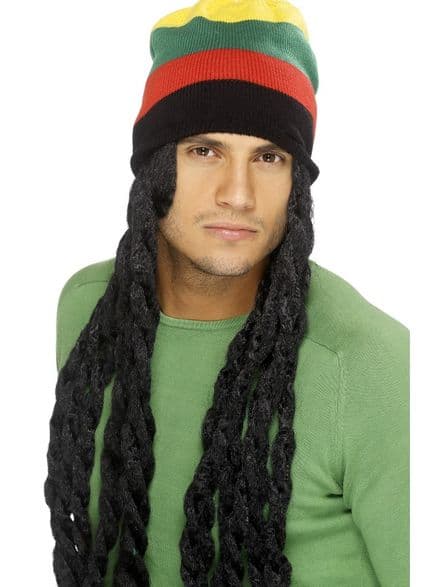 Hawaiian Luau Rasta Hat & Dreadlocks Wig