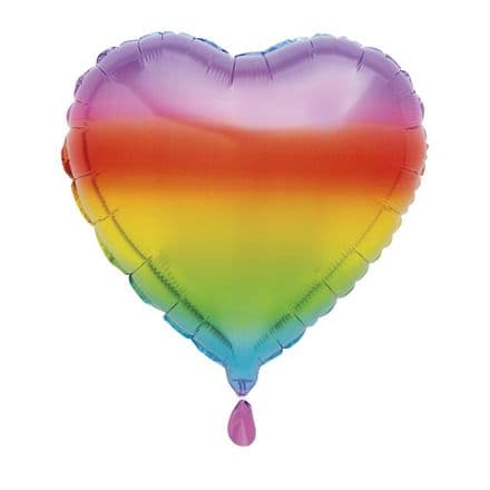 Heart Rainbow Ombre Foil Helium Balloon