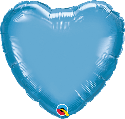 Heart Shaped Blue Chrome Foil Helium Balloon
