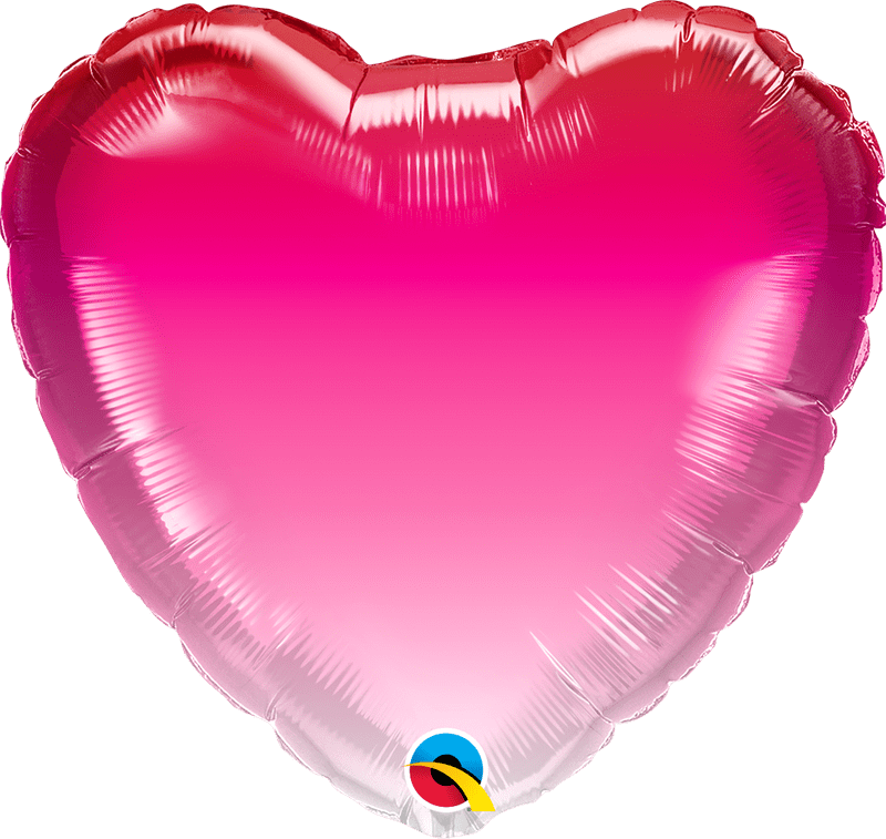 Heart Shaped Pink Ombre Foil Helium Balloon