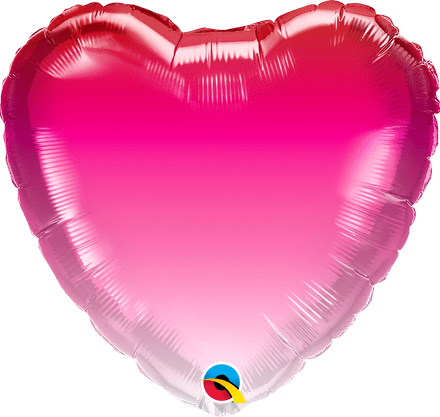 Heart Shaped Pink Ombre Foil Helium Balloon