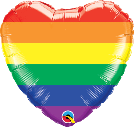 Heart Shaped Rainbow Striped Foil Helium Balloon