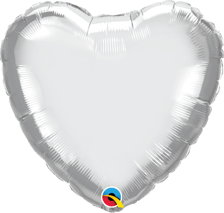 Heart Shaped Silver Chrome Foil Helium Balloon