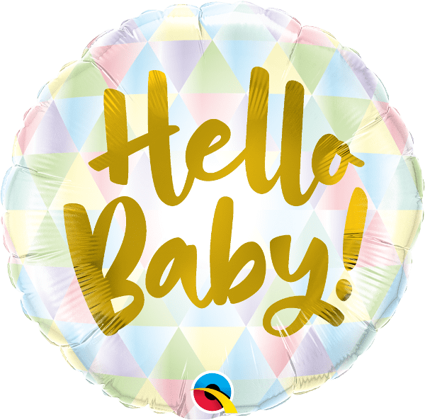 Hello Baby! Pastel Triangles Pattern Foil Helium Balloon