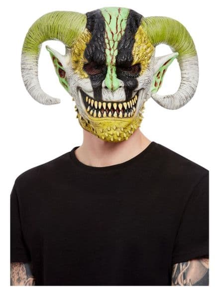 Horned Demon Latex Over Head Latex Mask