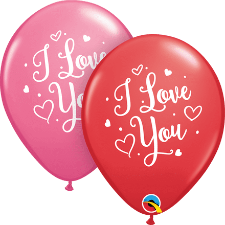 I Love You Hearts Script Balloons