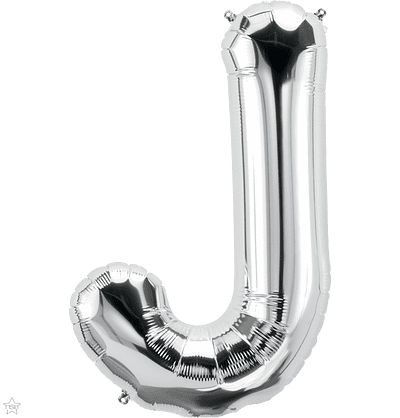 Letter J Silver Super Shape Foil Balloon