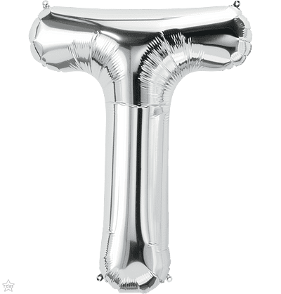 Letter T Silver Super Shape Foil Balloon