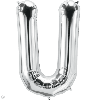 Letter U Silver Super Shape Foil Balloon