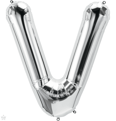 Letter V Silver Super Shape Foil Balloon