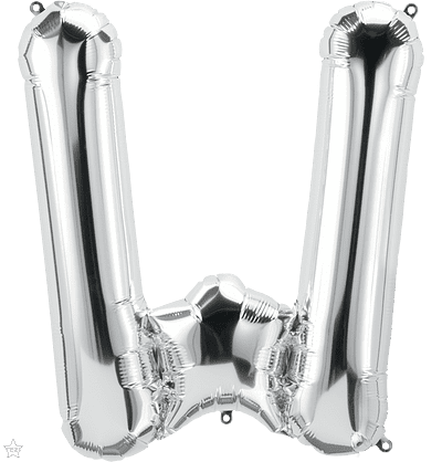 Letter W Silver Super Shape Foil Balloon