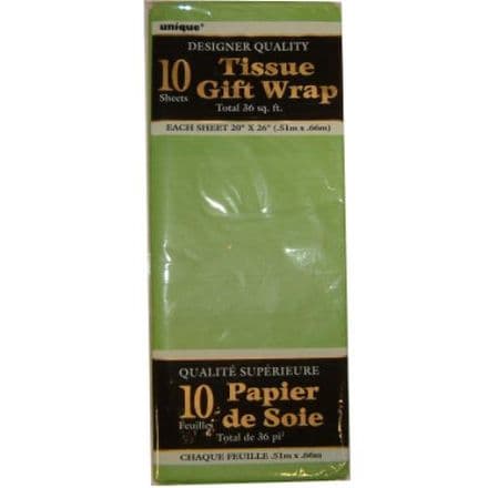 Lime Green Tissue Paper 10 Sheet Pack
