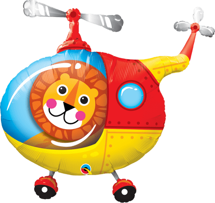 Lion in a Helicopter Super Shape Foil Balloon