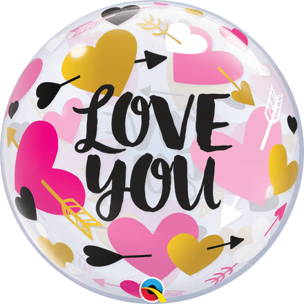 Love You Hearts & Arrows Bubble Balloon