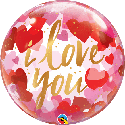 Love You Paper Hearts Bubble Balloon