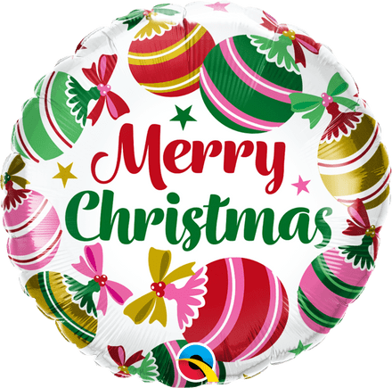 Merry Christmas Colourful Baubles Foil Helium Balloon