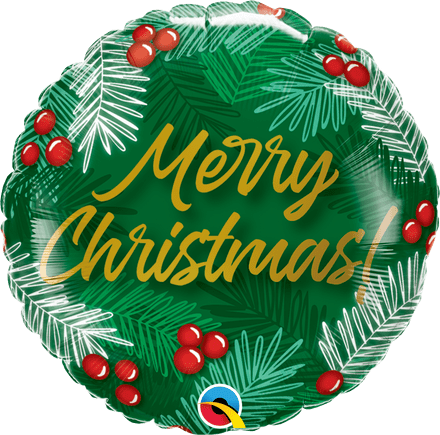 Merry Christmas Holly Foil Helium Balloon