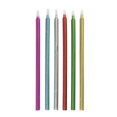 Metallic Multi-Colour Cake Candles 12 Pack
