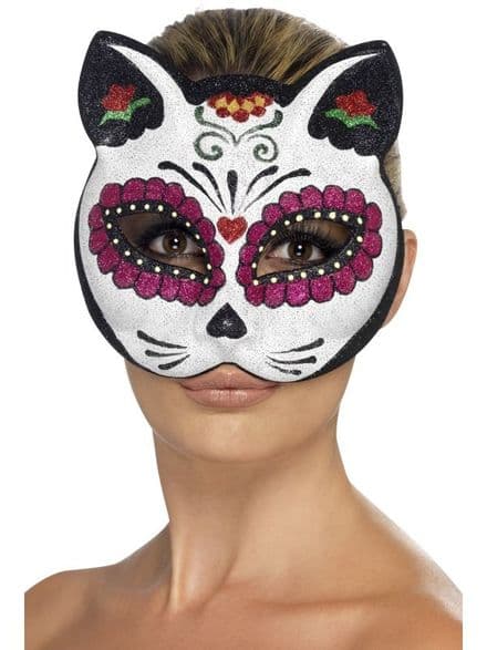Mexican Day Of The Dead Sugar Skull Cat Mask