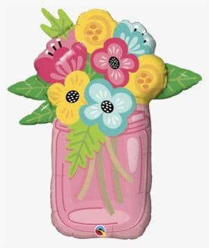 Mother’s Day Large  Flowers Mason Jar Foil Balloon