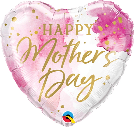 Mother's Day Pink Watercolour Heart Foil Balloon
