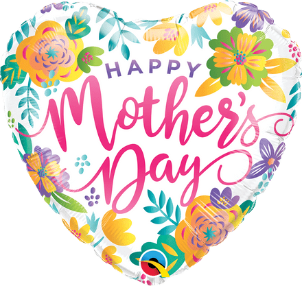 Mother's Day Spring Floral Heart Foil Balloon