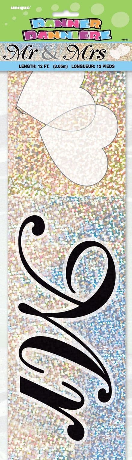 Mr & Mrs Prismatic Foil Banner