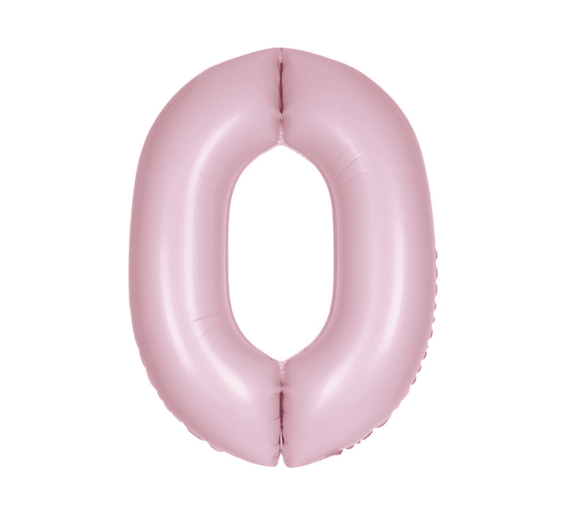 Number 0 Matte Pink Super Shape Number Foil Balloon
