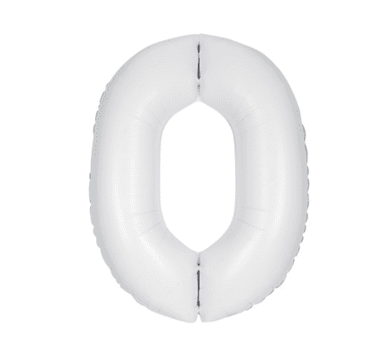 Number 0 Matte White Super Shape Number Foil Balloon
