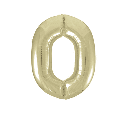 Number 0 Old Gold Super Shape Number Foil Balloon
