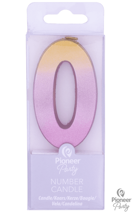 Number 0 Rose Gold Ombre Candle