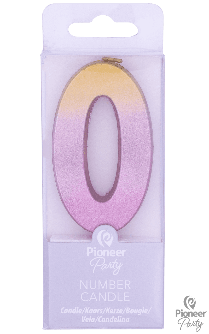 Number 0 Rose Gold Ombre Candle