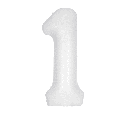 Number 1 Matte White Super Shape Number Foil Balloon