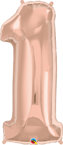 Number 1 Rose Gold Super Shape Number Foil Balloon