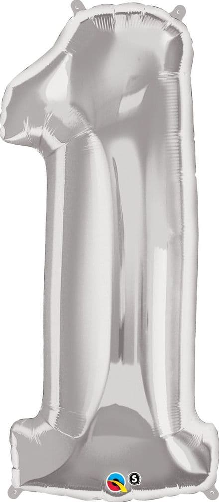 Number 1 Silver Super Shape Number Foil Balloon