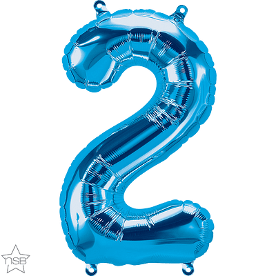 Number 2 Blue Mini Air-Fill Foil Balloon