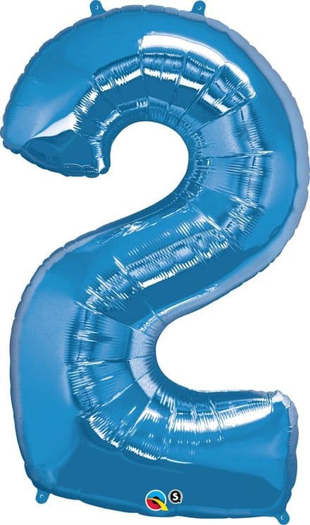 Number 2 Blue Super Shape Number Foil Balloon