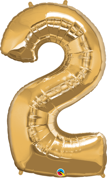 Number 2 Gold Super Shape Number Foil Balloon