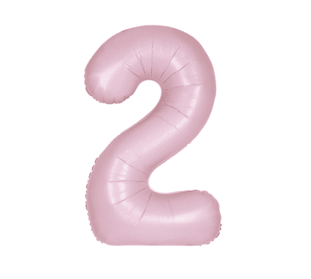 Number 2 Matte Pink Super Shape Number Foil Balloon
