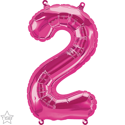 Number 2 Pink Mini Air-Fill Foil Balloon